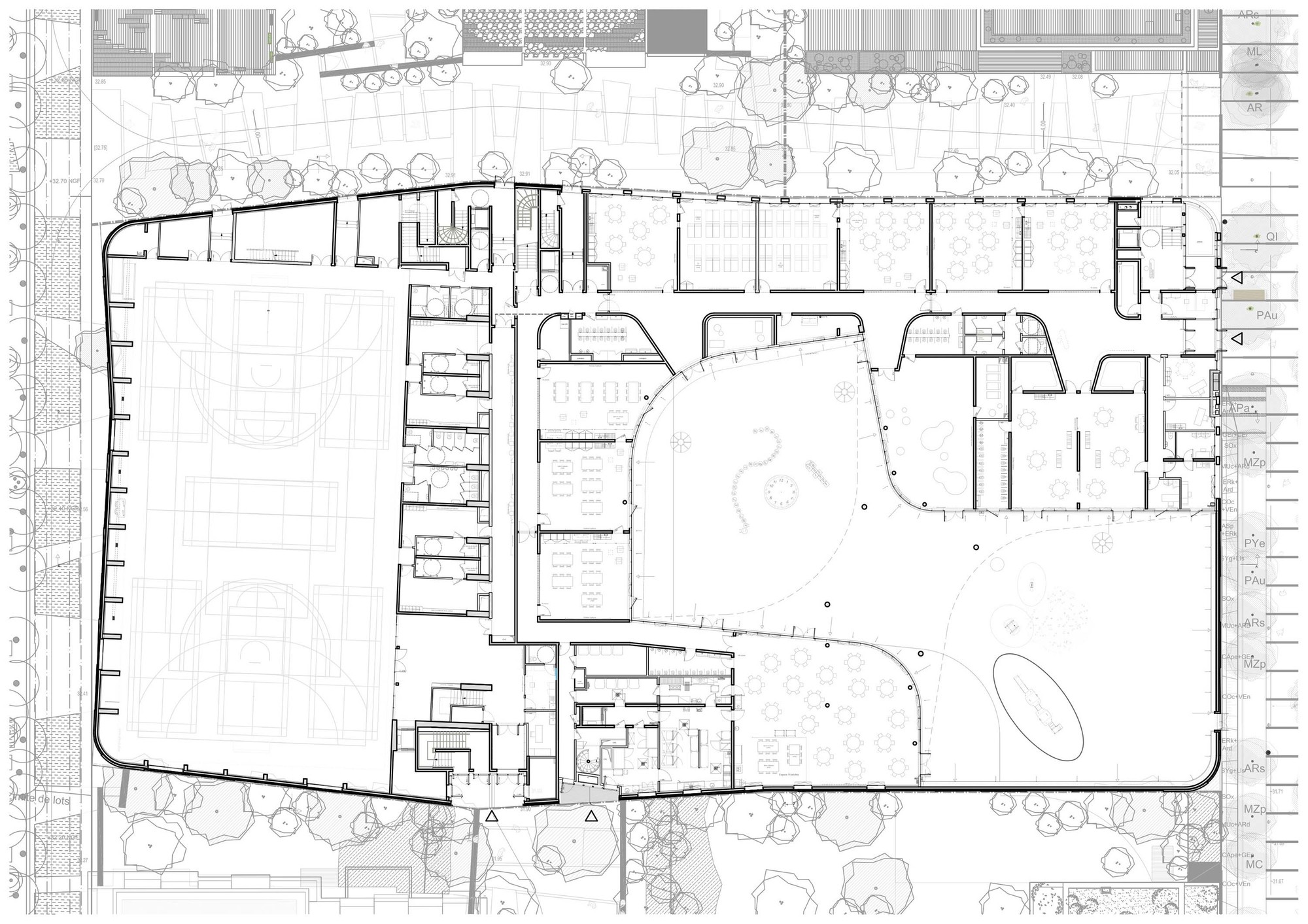 پلان همکف,نقشه مدرسه ابتدایی,پلان معماری مدرسه ابتدایی,نقشه معماری