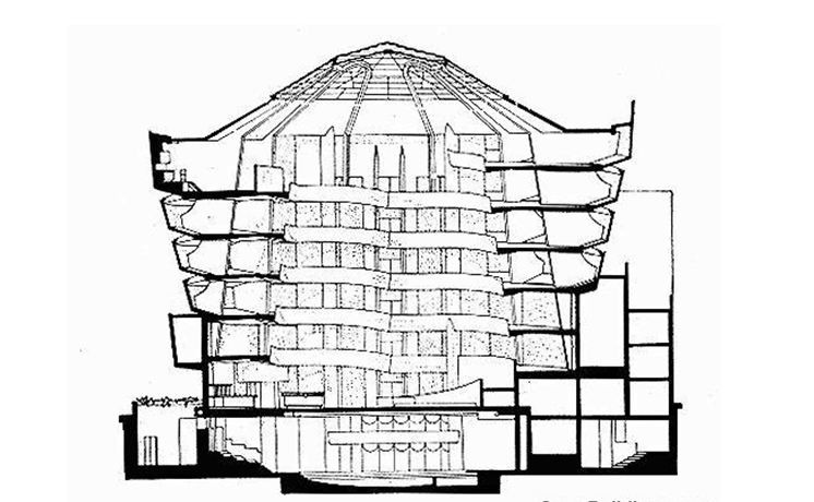 موزه گوگنهایم نیویورک شاهکار معماری فرانک لوید رایت,نقشه و پلان موزه گوگنهایم